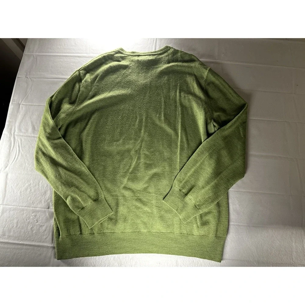 VTG Banana Republic Sweater Mens XXL Olive Green 100% Merino Wool V-Neck Classic